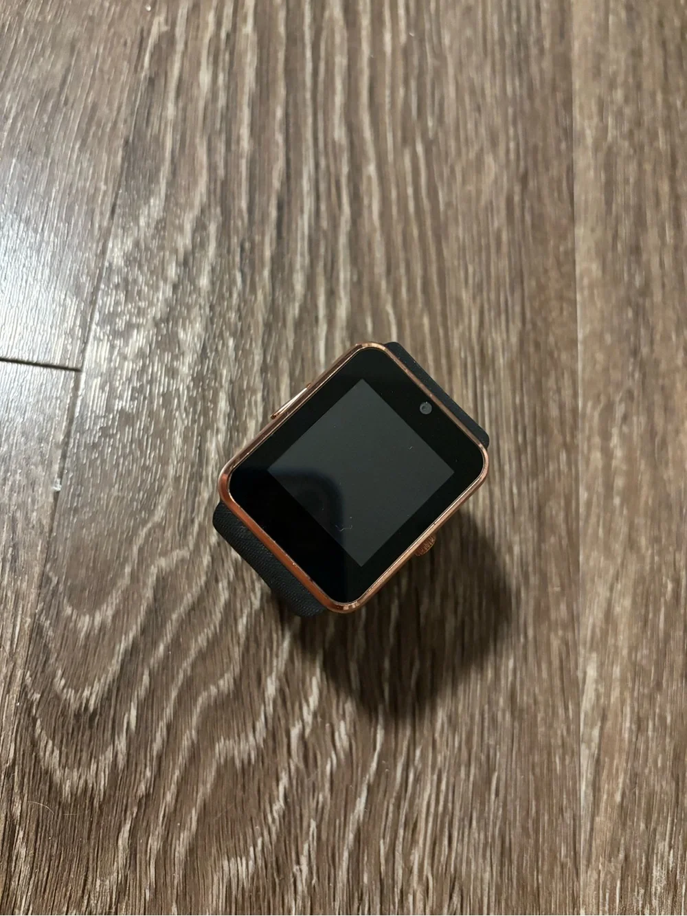 Rose Gold Smartwatch with Black Band - Unbranded